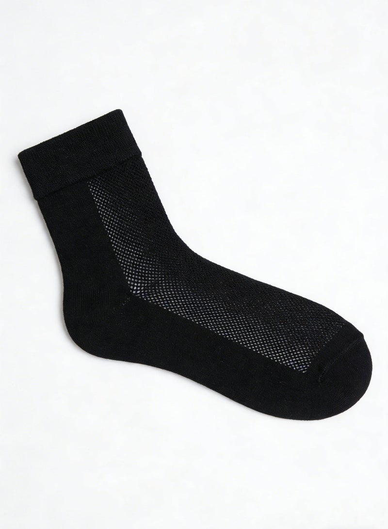 5 Pairs Of Breathable Cotton Socks, Soft Crew Socks For Daily Wear (Black) - Image 3